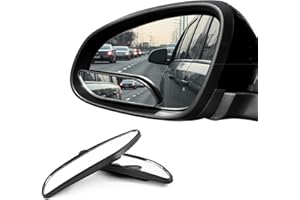 LSKASELUE 2 PCS Blind Spot Mirror, Rectangular HD Glass Convex Rear View Mirror with ABS Protective Shell, Adjustable Stick-o