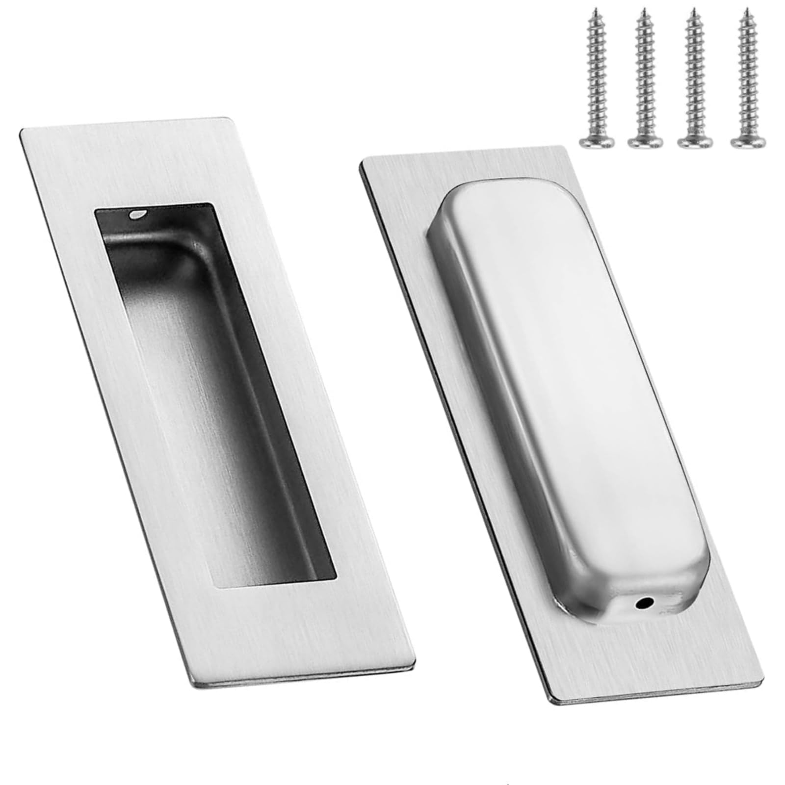 JIANHY Recessed Door Handles - 2Pcs Sliding Door Handles with Screws, Flush Pull Handle Internal for Bathroom Door/Drawer/Cupboard/Furniture/Cabinet/Wardrobe