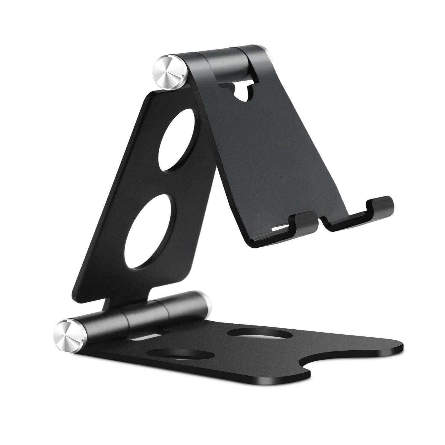 Phone Stand 1Pack Black, Vetoo Aluminum Foldable 270° Mobile Phone Dock Holder, Compatible with Cell Phone 11 Pro Xs Max XR X 8 7 6S Plus, Nintendo Switch, HUAWEI, Samsung S10 S9 S8 S7, Tablet 4-10"