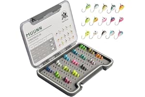 MUUNN Tungsten Ice Fishing Jigs Kit - 15/21/45pcs Effective Glow Lures for Crappie, Panfish, Walleye