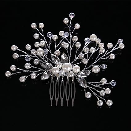 Simplelife Bride Hair Comb Wedding Hair Clips Crystal Pearls Hair