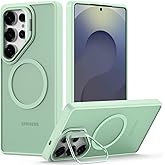 Nvollnoe for Samsung S25 Ultra Case Compatible with MagSafe Military Grade Shockproof Heavy Duty Protective Adjustable Kickstand Matte Semi Clear Phone Cover for Samsung S25 Ultra(Mint)