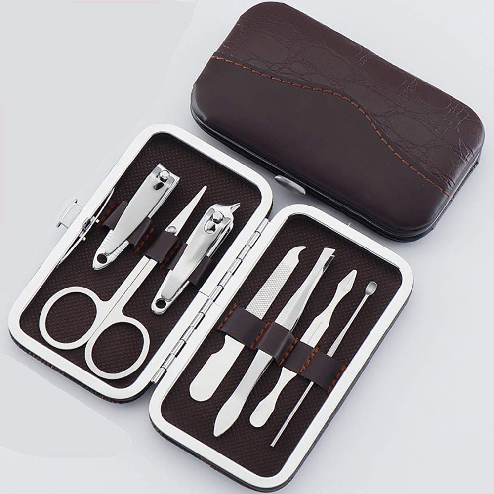 Suproot Manicure, Nail Clippers Set of 7Pcs, Professional Grooming Kit with Travel Leather Case, Nail Tools with Luxurious Travel Case For Men and Women (box3) : Beauty