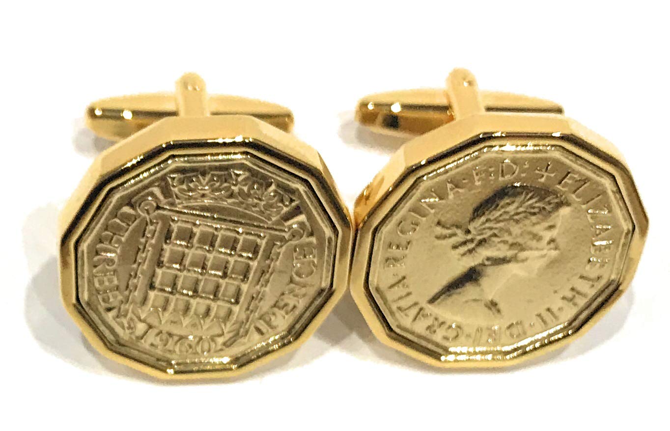 HT - Premium 1961 Threepence cufflinks for a 65th Birthday cufflinks