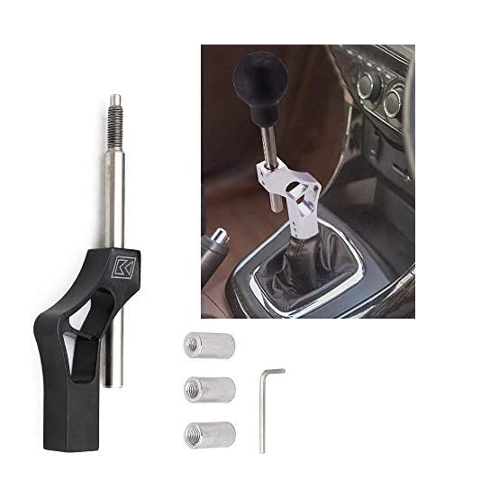 SKUNTUGUANG Car Shift Lever Shift Knob Extender Extension Adjustable Rod Aluminium (Black)