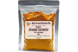 SavorSatch Ground Alleppey Turmeric – 5% Curcumin, High-Potency Spice with Deep Orange-Yellow Color, Certified Kosher, Premium Quality, 8 oz Resealable Pouch