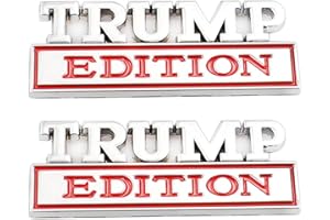 CARRUN 2 Pcs Trump Edition Emblem Car Side Rear Front Hood Trunk Door Badge 3D Decal Sticker Fit for Car Truck SUV (Trump, Silver Red)