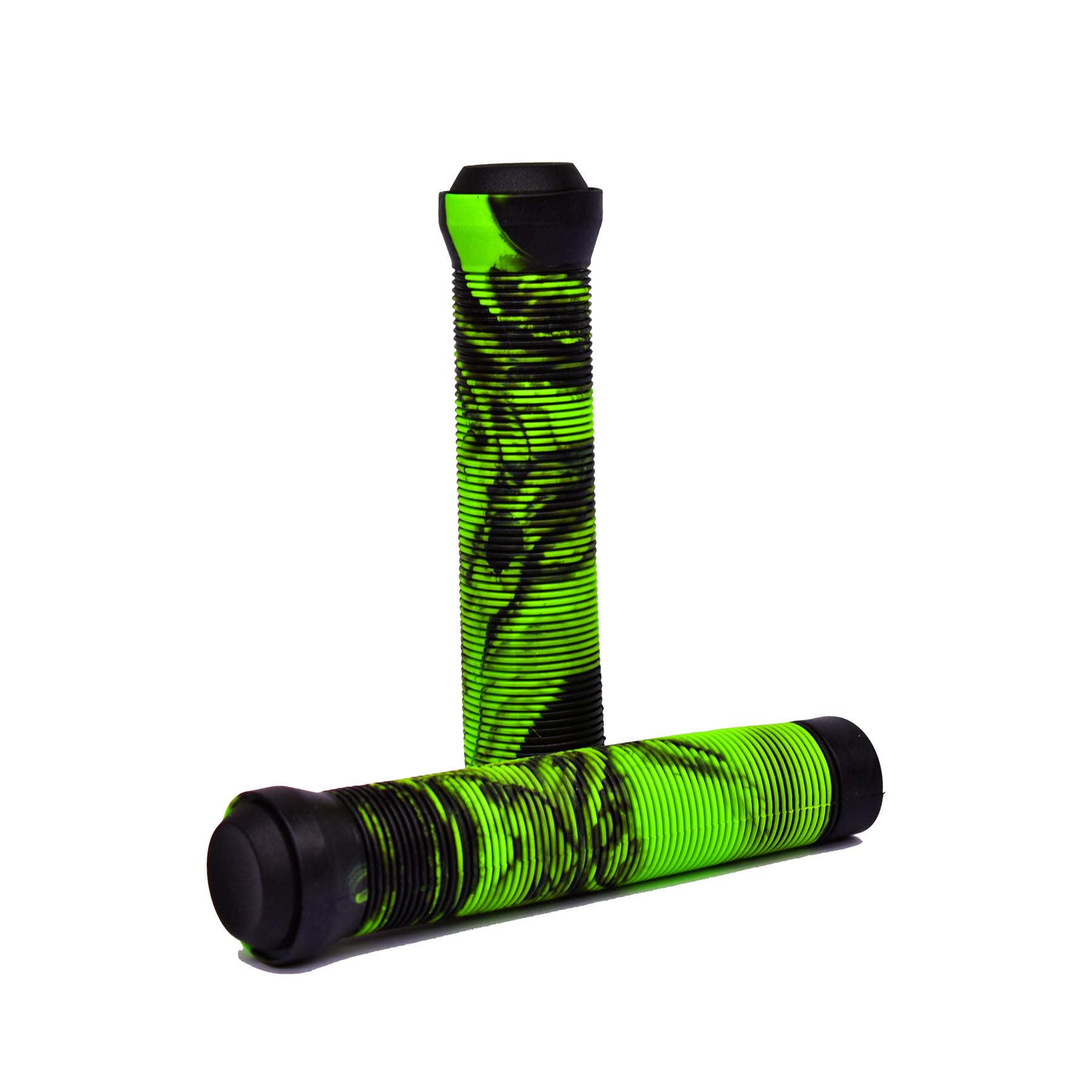 Team Dogz Bicycle Handlebar Grips, Non-Slip Soft Rubber Cycling Grips, Waterproof for MTB BMX Cycle Road Mountain Bike Multi Coloured Rainbow (1 Pair) (Black & Green)