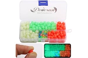 Dovesun Soft Rubber Fishing Beads Fishing Bait Eggs Accessories 7 Colors with Tackle-Box 0.23in(600pcs), 0.31in(250pcs), 0.39