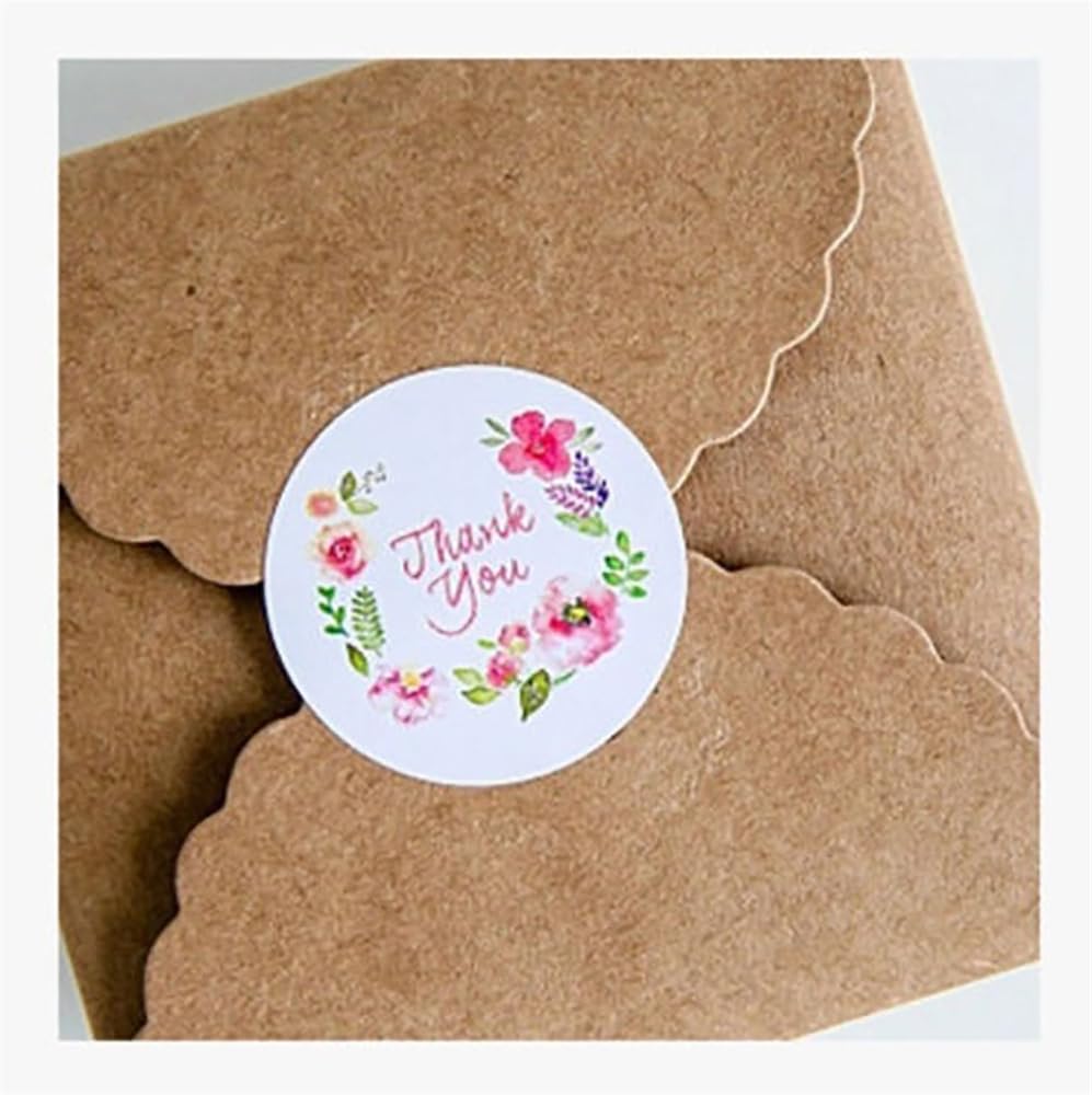 bismarckbeer 100Pcs Thank You Craft Sealing Stickers Flower Gift Labels Wedding Party Favours