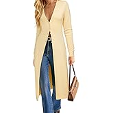 GRACE KARIN Womens Long Cardigan Trendy, Lightweight Knit Dusters Coat, V Neck Button Up Sweater Maxi Dress