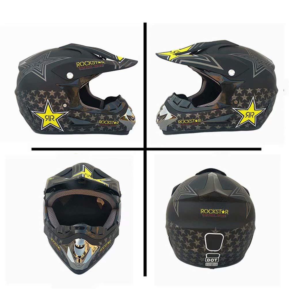 Casque Moto Cross Enfant Certifié DOT - Complet Avec Lunettes, Gants & 4 Tailles Doublure