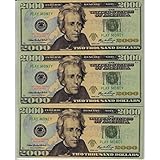 Custom Toys &amp; Hobbies 20X $2000 Bills Prop Money/Fake/Play. NOT Legal Tender Size 2.3x5.5 in. ONE Side ONLY