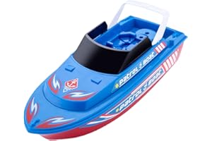 NEXTAKE Electric Marine Patrol Boat - Coast Guard Vessel Police Speedboat Ship Model with Siren and Light (Blue 2)