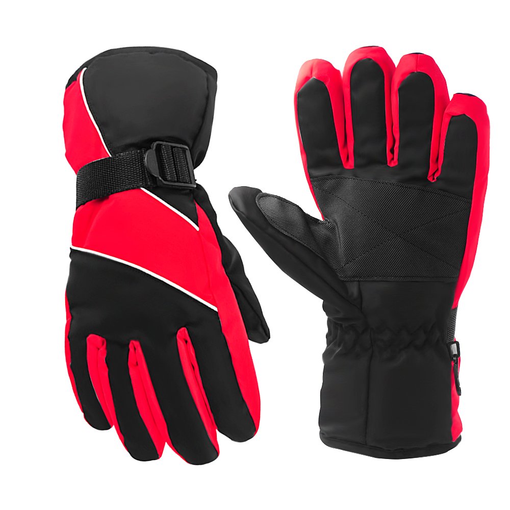 AIMKU Winter Ski Gloves ，Waterproof and Windproof Gloves for Skiing, Climbing, Hunting or Winter Use (Red)