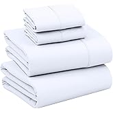 RUVANTI 100% Cotton Sheets – Queen Size Percale Bedding, Cooling & Breathable, Durable with a Crisp, Soft & Comfortable Feel, 16" Deep Pocket, 4-Piece Set, Bright White
