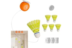 Sufeasdf Badminton Self Training Tool (6 Balls & 1 Trainer / 12 Balls & 2 Trainers), Badminton Self Practice Trainer Aid, Badminton Single-Player Rebound Trainer, Portable Badminton Set for Indoor