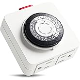 G-ELEK Timers for Electrical Outlets Indoor, 24-Hour Dual Outlet Timer, Christmas Tree Timer Indoor, 3 Prong Light Timers Indoor, Daily Cycle, 125V 15A, ETL Listed