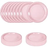 SietDESEO 50 PCS Light Pink Paper Plates 7 Inch Disposable Plates Dessert Plate Baby Pink Dinner Plate for Wedding Baby Shower Birthday Party Supplies