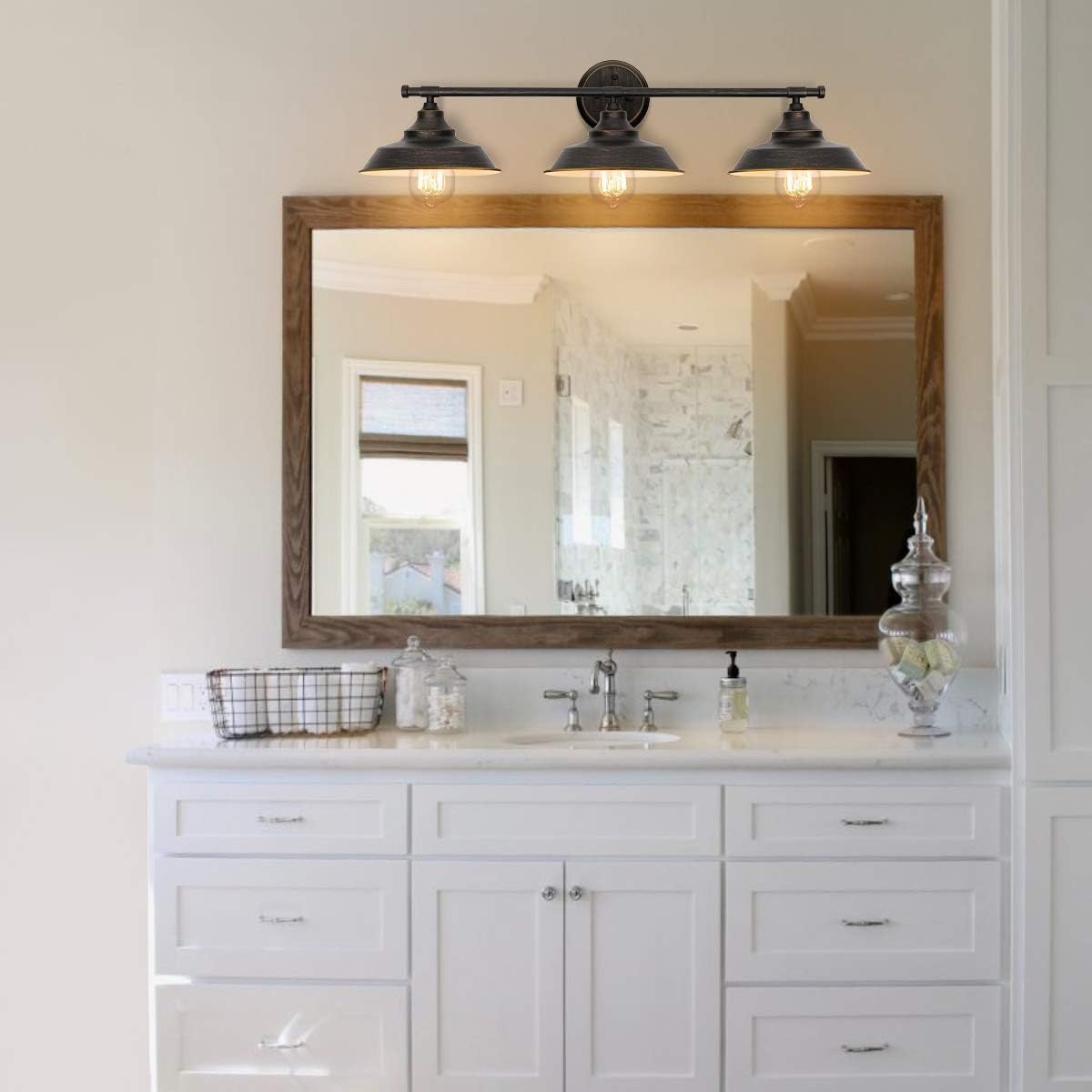 KingSo Bathroom Vanity Light 3 Light Wall Sconce Fixture Industrial Indoor Wall Mount Lamp Shade for Bathroom Kitchen Living Room Workshop Cafe - - 