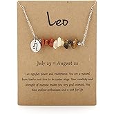 ChungLong0593 Zodiac Natural Stone Horoscope Charms Necklace 12 Constellation Astrology Healing Gemstone Crystal Card Necklace for Women Girls Teens Birthday Anniversary Friendship Exquisite Jewelry Gift Promise Jewelry Gift Card