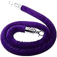 D DOLITY Stanchion Velvet Rope Queue Barrier Ropes, 5ft, 6 Colors Optional - Purple
