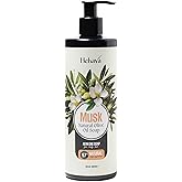Hekaya Natural Olive Oil Liquid Soap – Musk Scent | Handmade, Vegan, Sulfate & Paraben Free | Gentle Face, Hand & Body Wash | Moisturizing Castile Cleanser | 13.5 fl oz Pump Bottle.