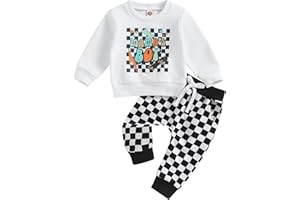 JLKGICF Toddler Baby Boy Thanksgiving Outfit Letter Print Sweatshirt Solid Color Pant Little Dude Baby Fall Winter Clothes