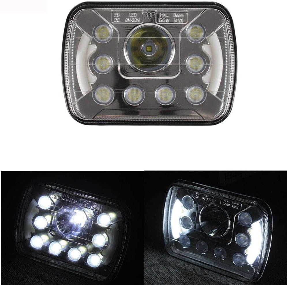 Lantsun 7x6 Dual Beam Crystal Clear Sealed LED Headlights w/DRL H6014 H6052 H6054 (1 Pc) LED6455