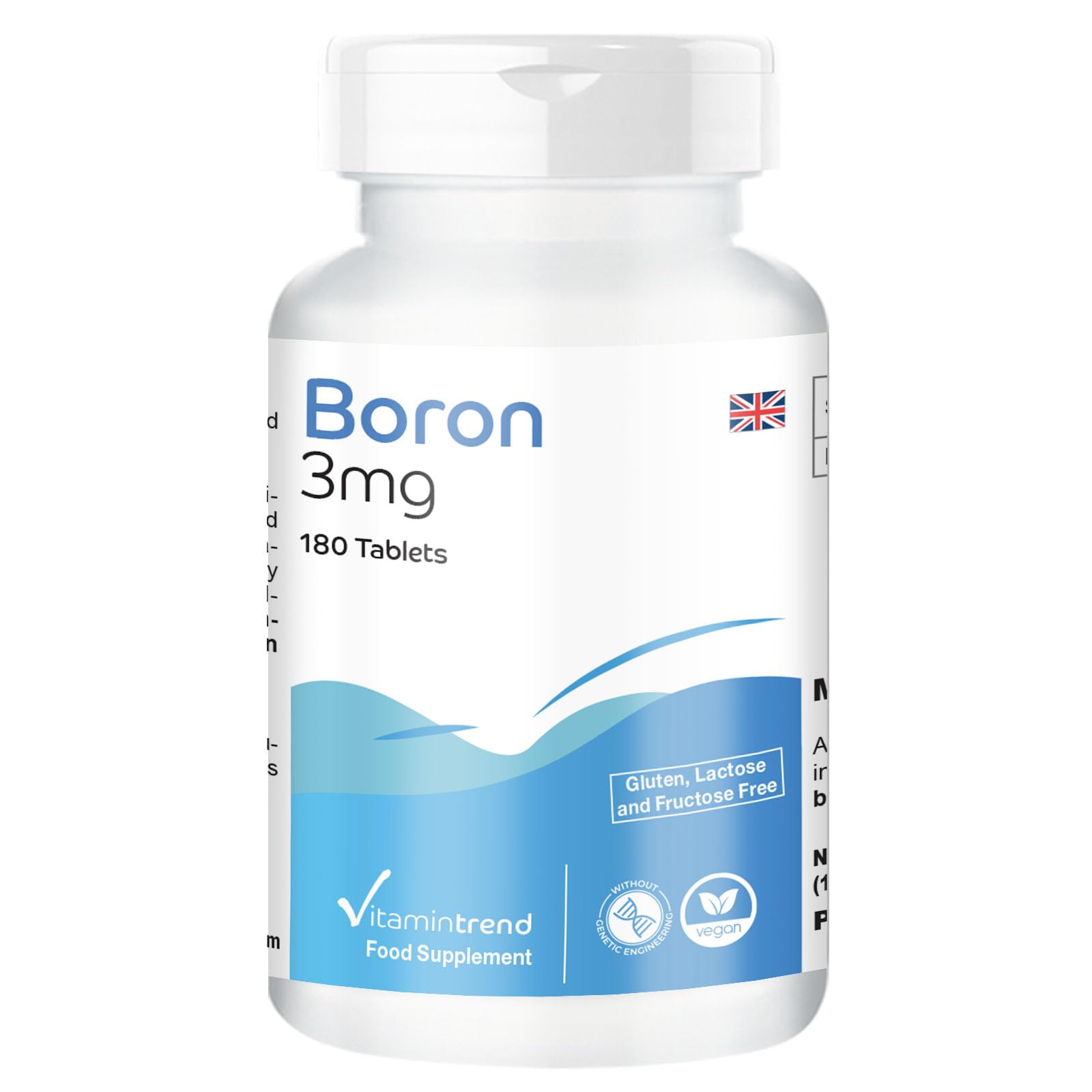 Boron 3mg - ! Bulk Pack for 6 Months ! - Vegan - Sodium tetraborate - 180 Tablets | Vitamintrend®
