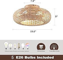 Alaruder Boho Caged Ceiling Fans with Lights Flush