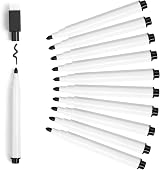 VEYLIN Small Whiteboard Pens 10Pcs Black Dry Wipe Fine Tip with Eraser view 4