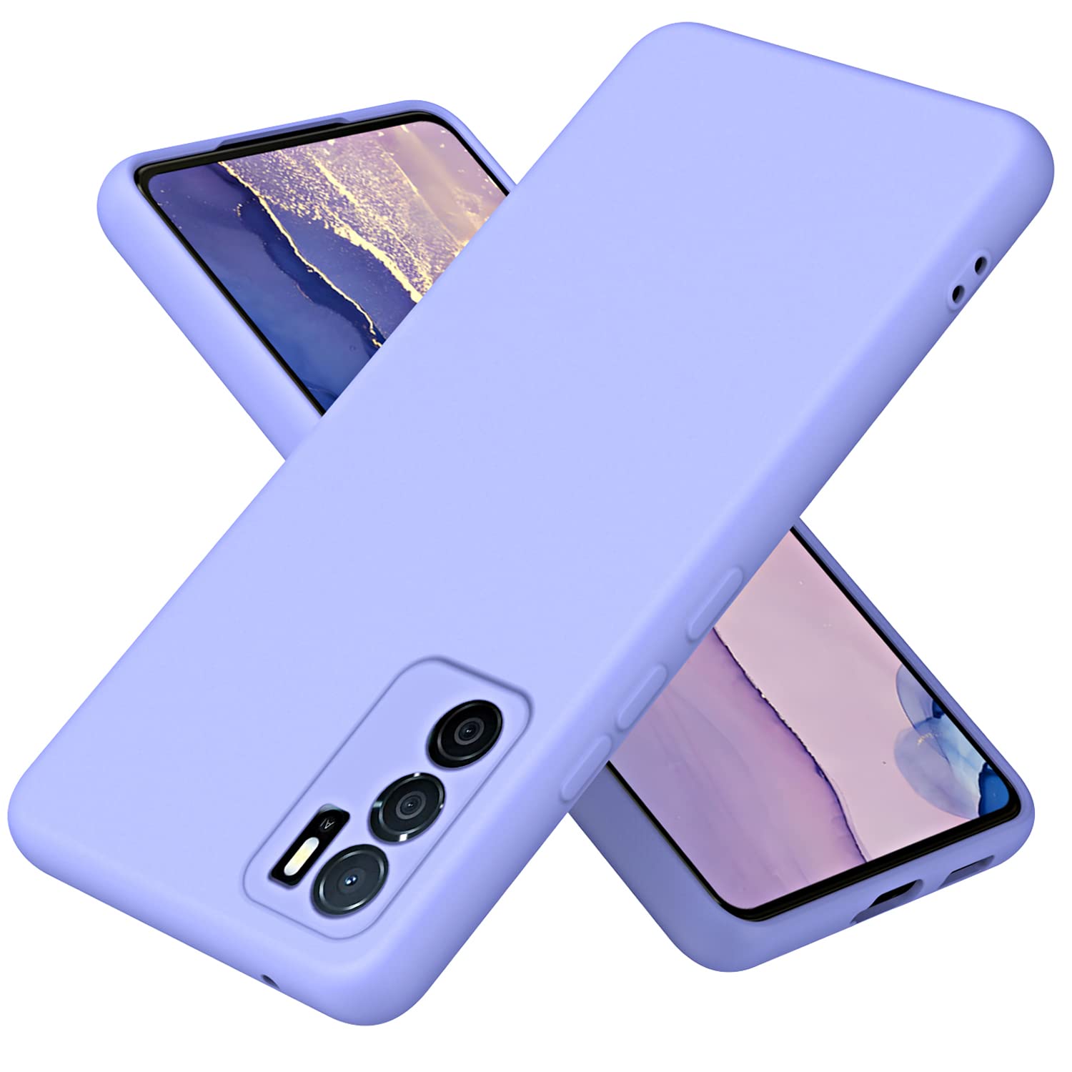 XINYEXIN Liquid Silicone Case for Oppo A16 / Oppo A16s / Oppo A54s with Microfiber Lining Flexible Ultra Slim Fit Thin Back Cover Shockproof Protective Phone Case - Purple