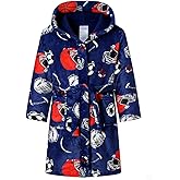 SRVNFBKT Boys Girls Robe Soft Fleece Hooded Bathrobe for Kids