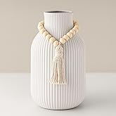JOHOUSE White Ceramic Vase, Small Flower Vase for Pampas Grass, Home, Living Room, Dining Table, Farmhouse, Office Decor, Bedroom, Table, Kitchen Shelf, Minimalist Modern Home Decoration