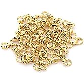 LASSUM 100 Pcs Stainless Steel Lobster Claw Clasps 7x12mm Gold Plated Lobster Claw Clasps for Jewelry Necklaces Bracelet Making