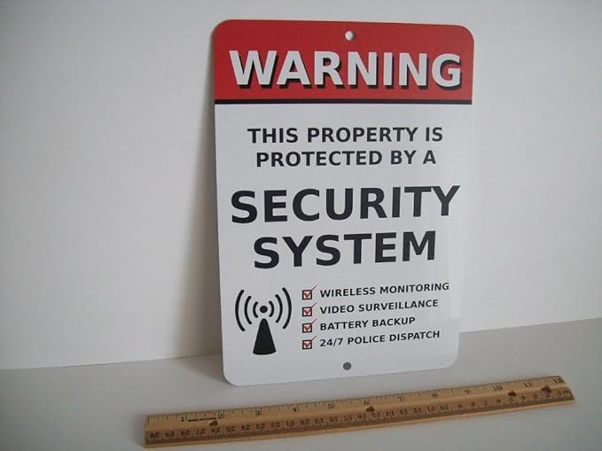 Home Security Alarm System 7" x 10" Metal Yard Sign Stock