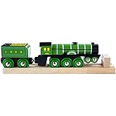 Bigjigs Rail Flying Scotsman Toy Train | Green Model for Wooden Track Set | Heritage Collection Railway Figures & Accessories | Great Gifts for 3+ Year Old Kids | Educational Tool for Toddlers