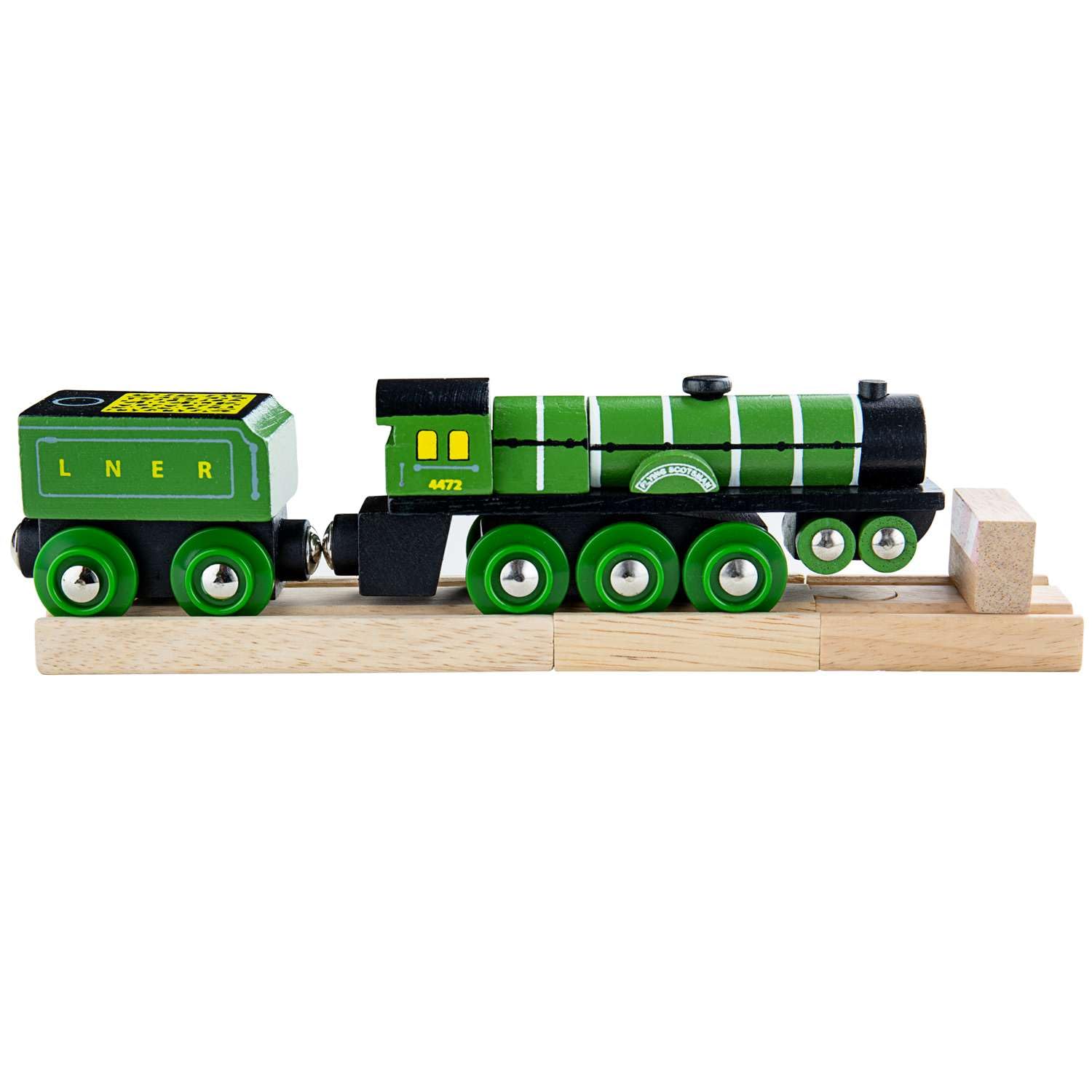 Bigjigs Rail Flying Scotsman Toy Train | Green Model for Wooden Track Set | Heritage Collection Railway Figures & Accessories | Great Gifts for 3+ Year Old Kids | Educational Tool for Toddlers