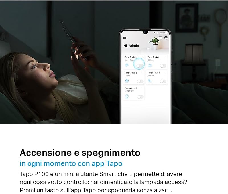 P100 Presa Smart WiFi 10A 2300W Timer Controllo App Alexa Google, 4pz