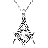 MEIDERBO Necklace for Men 925 Sterling Silver Masonic/Memento Mori/Skull/Allah/Viking/Thor's Hammer/Trident/Aztec/Anchor Freemason Pendant Jewelry Masonic Gifts for Men Boys