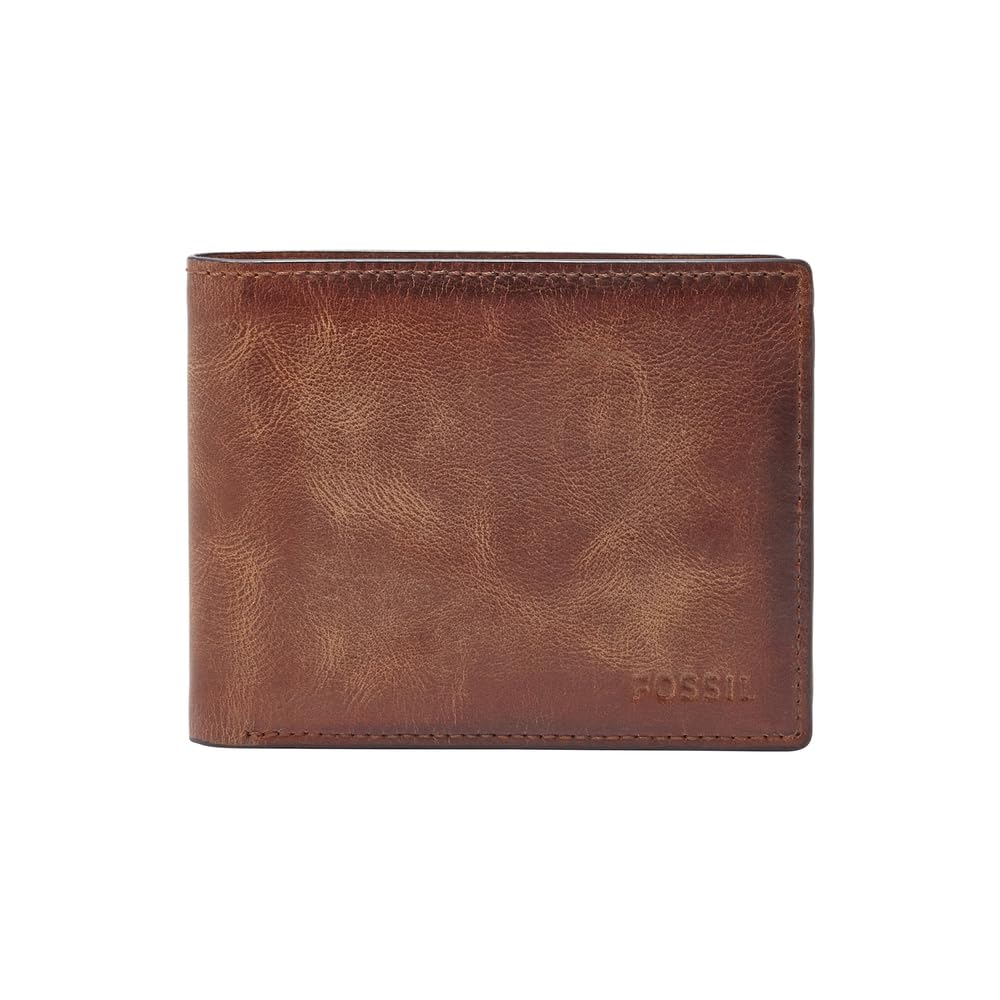 Fossil Wallet for Men Derrick, Leather Bifold brown 11.5 cm L x 2 cm W x 9 cm H ML3681200