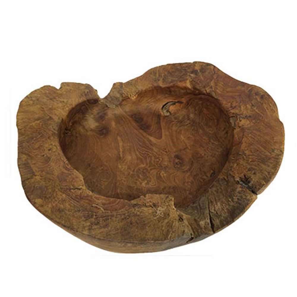 Farm and Garden delightful contemporary rustic wooden serving or display bowls carved from the roots of giant teak trees - two sizes to choose from! (Medium (30cm Dia))