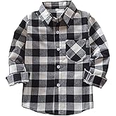 Askwind Kid Girl Boy Long Sleeve Button Down Plaid Flannel Shirt