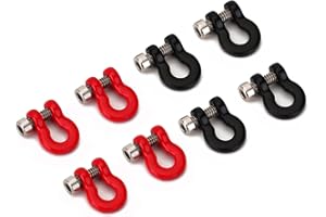 INJORA Metal Bumper D-Ring Tow Hook 4Pcs Mini Tow Hook for 1/24 RC Crawler Car Axial SCX24 Upgrade Parts, 7X10mm