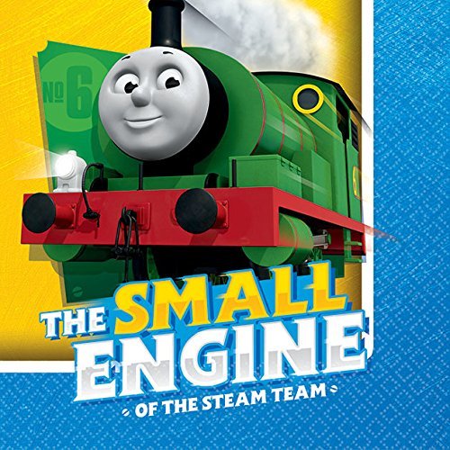 All Aboard Thomas The Train Tank Engine Complete Party Pack for 8 includes 9" Dinner Plates, Napkins, Cups, Tablecover, Cake Deco Candles & Cutlery with BONUS 1pc Extra Large Wooden Train Whistle - Thumbnail 2