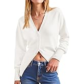 Saodimallsu Womens V Neck Cardigan Sweaters Fitted Button Up Front Slit Casual Dressy Fall Sweater Jackets