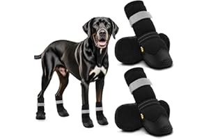 Hcpet Dog Shoes, Dog Boots & Paw Protectors for Winter Snowy Days, Rainy Weather, Outdoor Anti-Slip Sole Dog Booties for Hardwood Floor Black-Leg 8