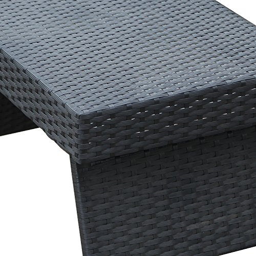 Joveco Rattan Wicker Outdoor Backyard Bistro Foldable Side Table