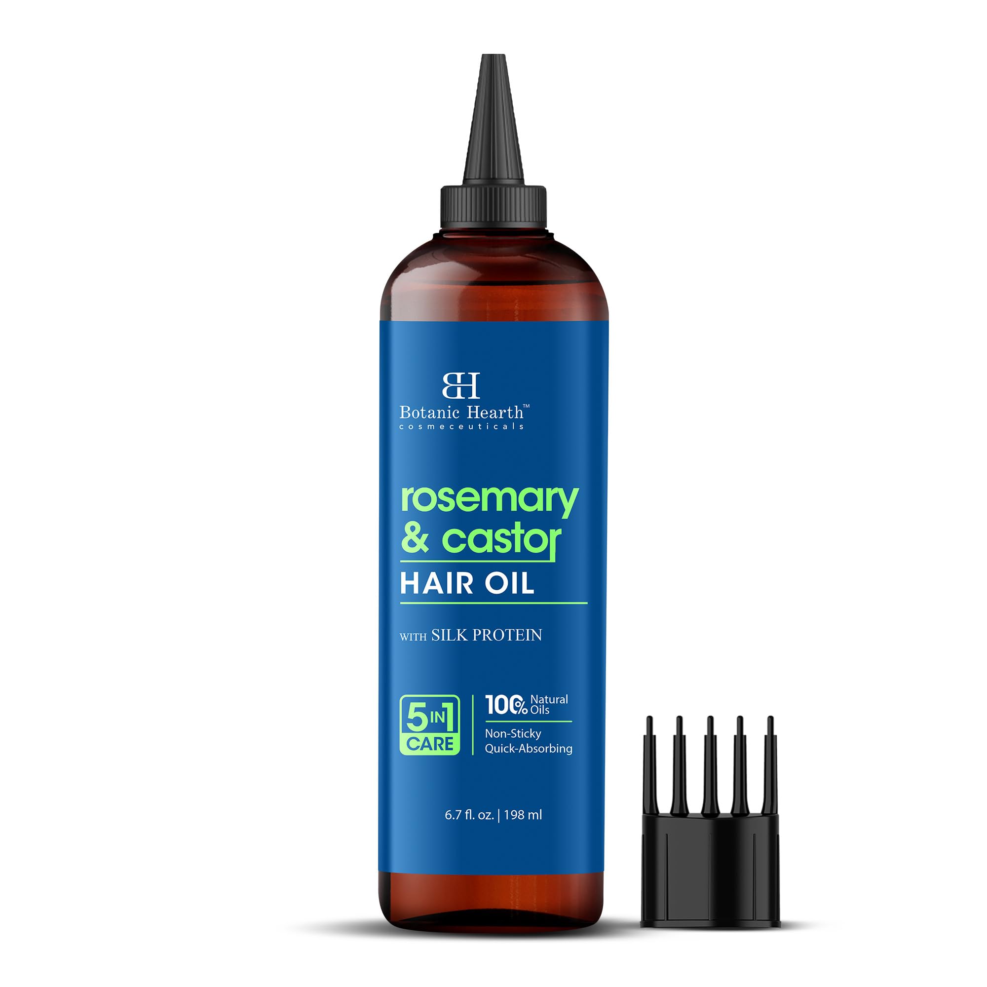 Botanic Hearth Rosemary & Castor Hair Oil (6.7 Fl Oz) | Nourishing And Strengthening Hair Treatment For Thicker, Healthier|Looking Hair | Paraben Free | Suitable For All Hair Types